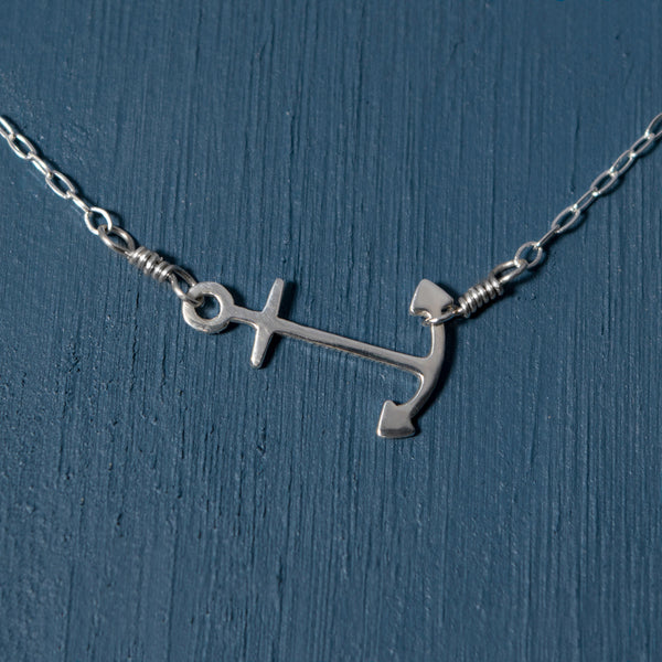 Silver Anchor Pendant, part of a collection of fun and playful nautical jewelry by Tinker Company, inspired by your favorite travel and vacation memories of summer days on the water.