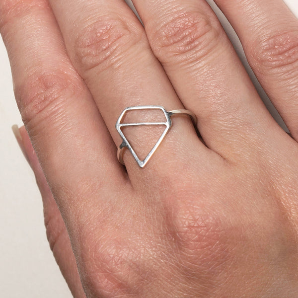 Ice Diamond Ring - A little playful bling in a sterling silver ring designed by Tinker Company. Shown here on model. Made in NYC.