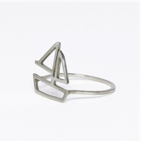Silver sailboat ring from Tinker Company's collection of fun and playful nautical jewelry designs to celebrate your summer wanderlust and favorite vacation memories.