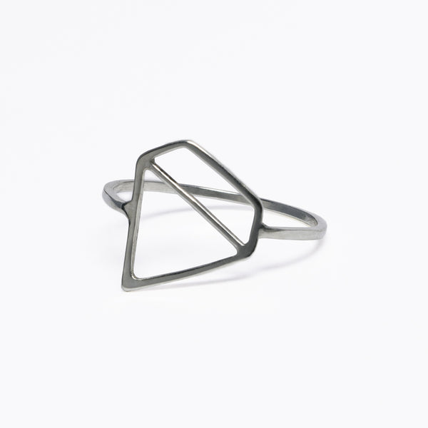 Ice Diamond Ring - A fun and playful sterling silver ring with a stylized outline of a faceted stone. Designed by Tinker Company. Made in NYC.