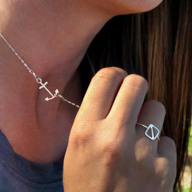 Anchor Pendant and Overboard Flag Ring, part of the Marina Collection by Tinker Company.