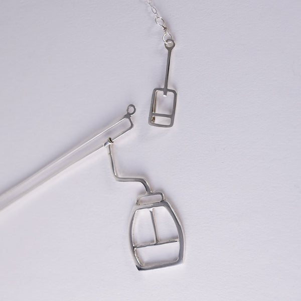 Ski Gondola Necklace with a lift ticket shaped clasp