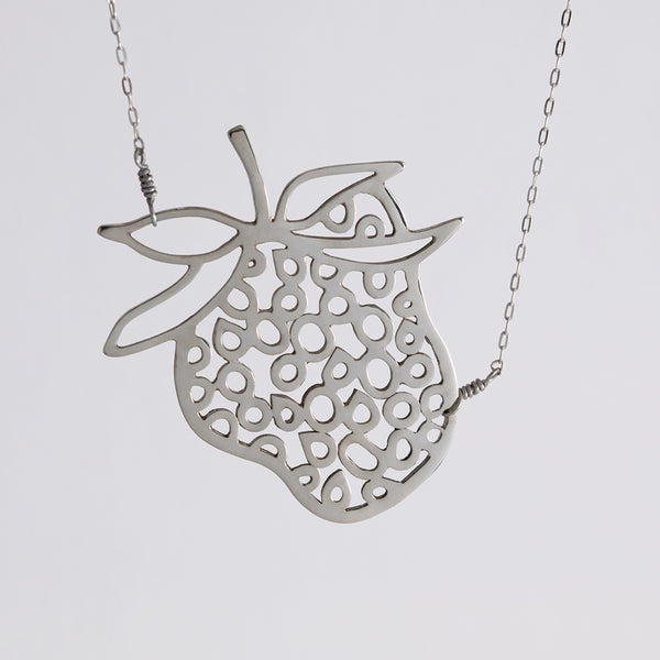Strawberry Necklace in Sterling Silver, a whimsical pendant from Crave, a collection of fun and playful jewelry by Tinker Company.