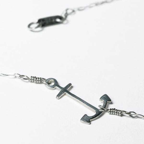 Tinker's Anchor Pendant, showing part of the clasp. Sustainably made of solid sterling silver in New York City.