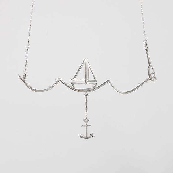 Sailing Necklace with Moving Sailboat