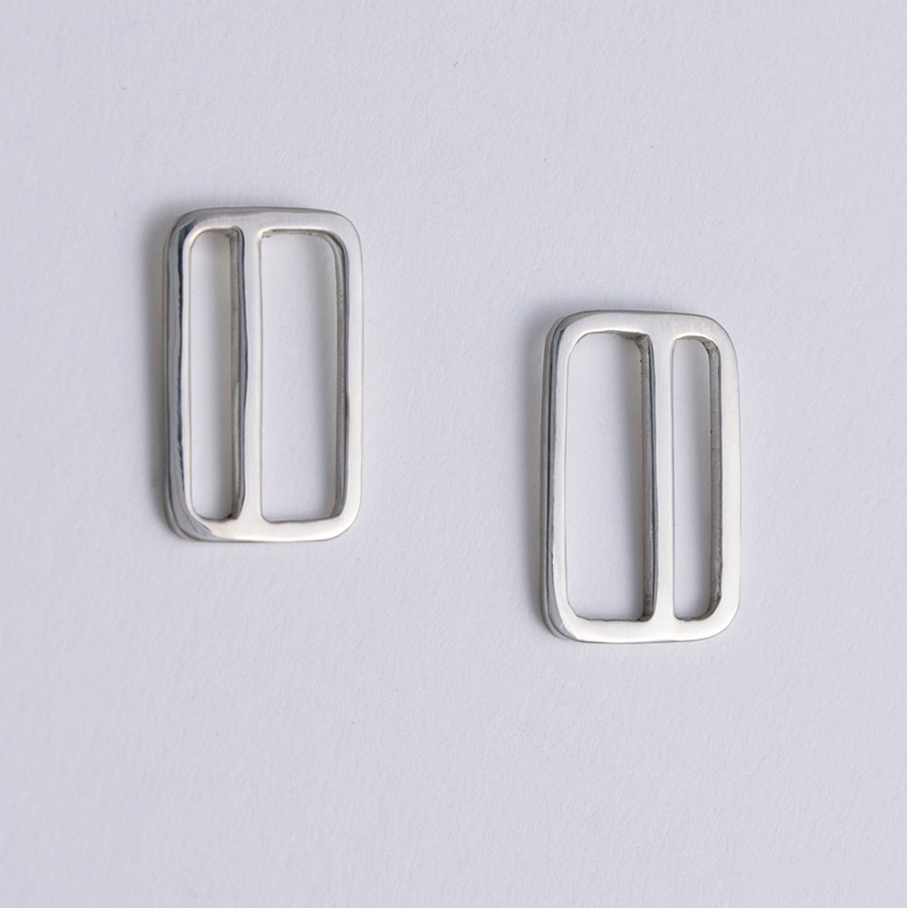 Vertical Transit Ticket Card Earrings in Sterling Silver made in NYC by Tinker Company