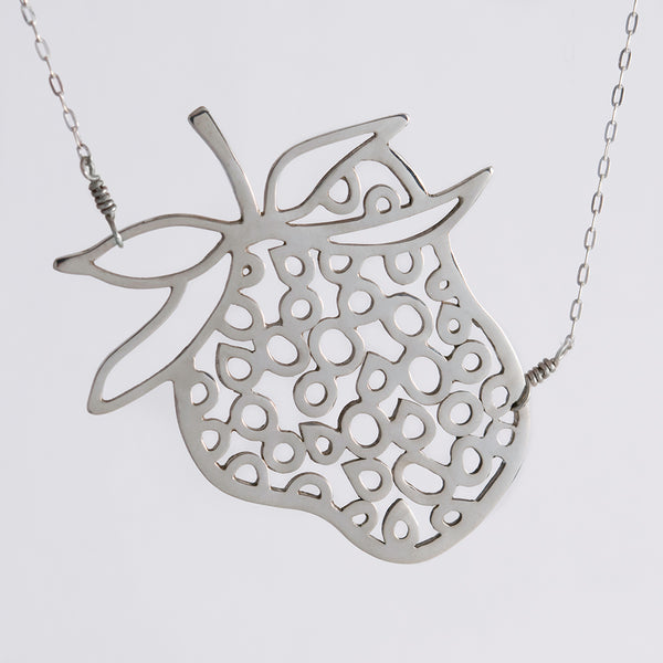 Strawberry Necklace in Sterling Silver, a fun and playful pendant from the Crave Collection by Tinker Company.